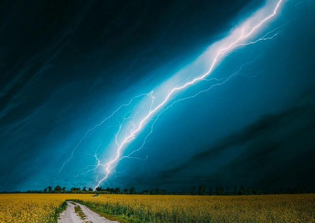 Lighting strike in farm land